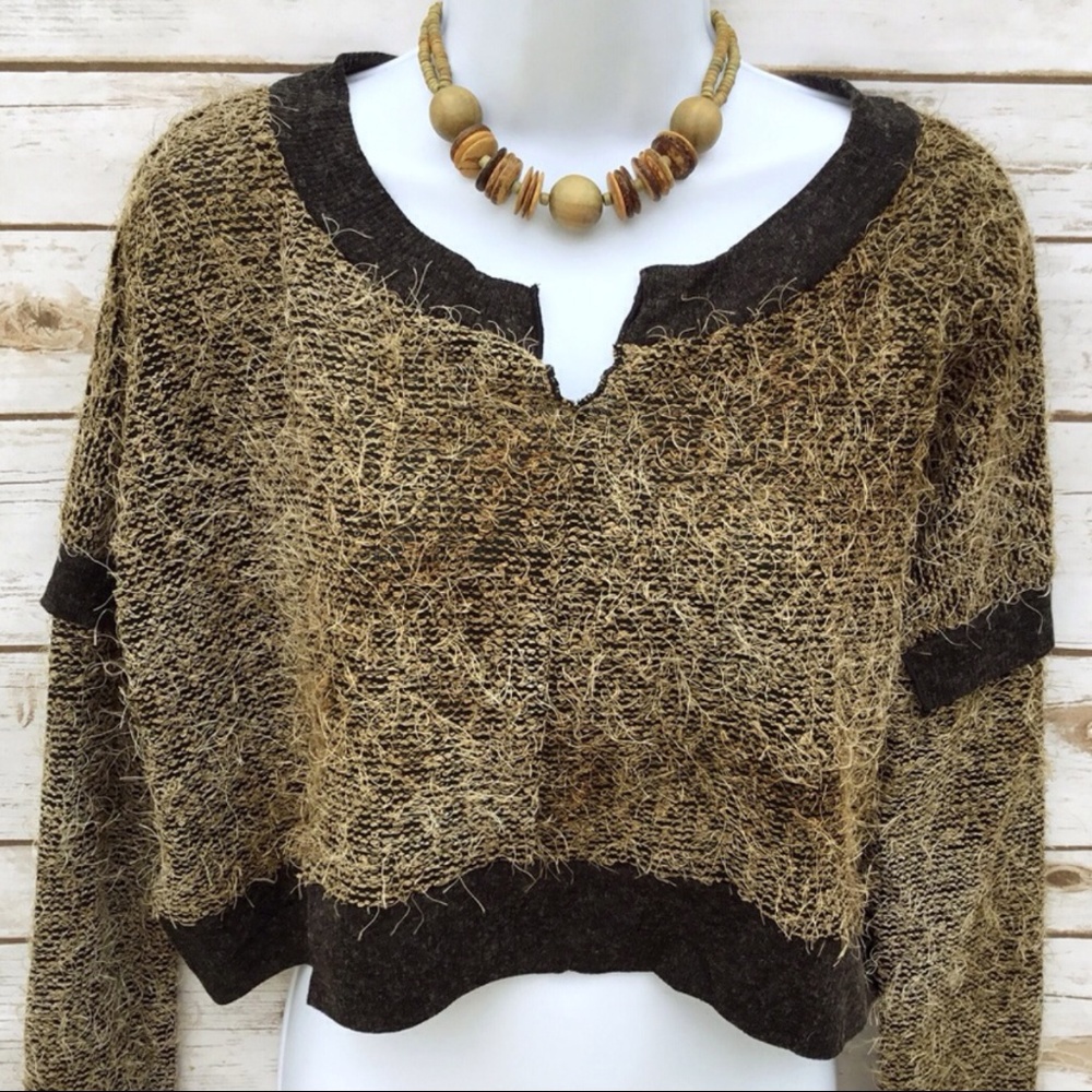 Sugar Lips Cropped Lagenlook Sweater Top NWT